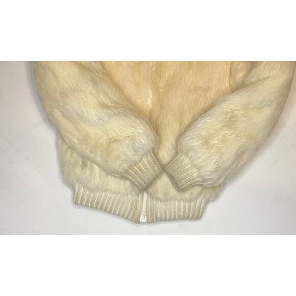 VTG Caravelle Designer Fine Fur Fashions Jacket Girls Sz 8 Ivory Bomber Coat - Picture 7 of 9